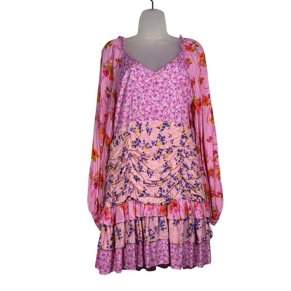 R. Vivimos Dress M Peasant Boho Fairycore Whimsy Tiered Ruched Ruffles - Picture 1 of 12